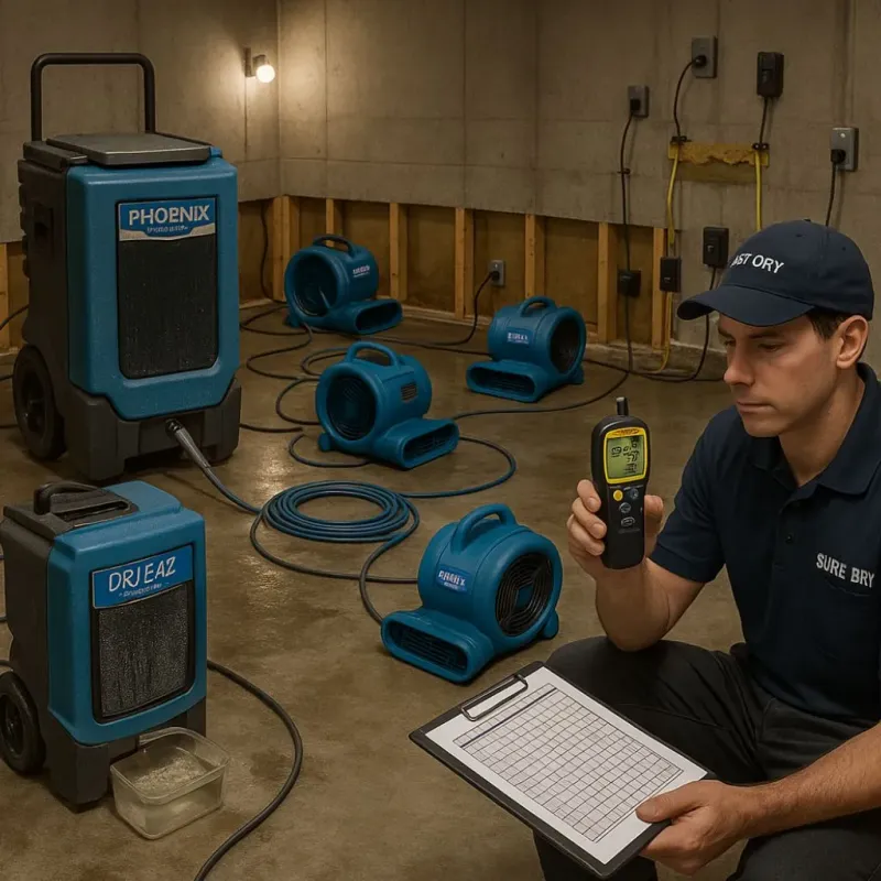 Structural Drying and Dehumidification process in Goddard, MD